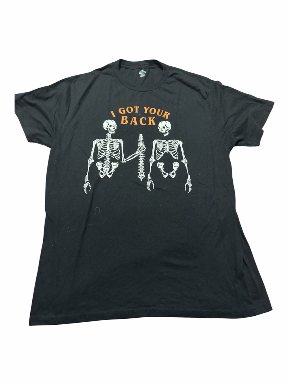 I Got Your Back Skeleton Graphic Tee Black Orange Size Large Halloween Humor